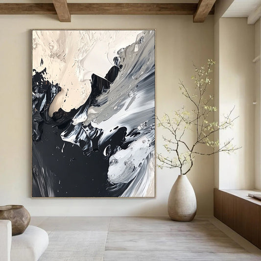 Black and White Textured Abstract for Industrial - Style Loft & Modern Art Museum STSC1277