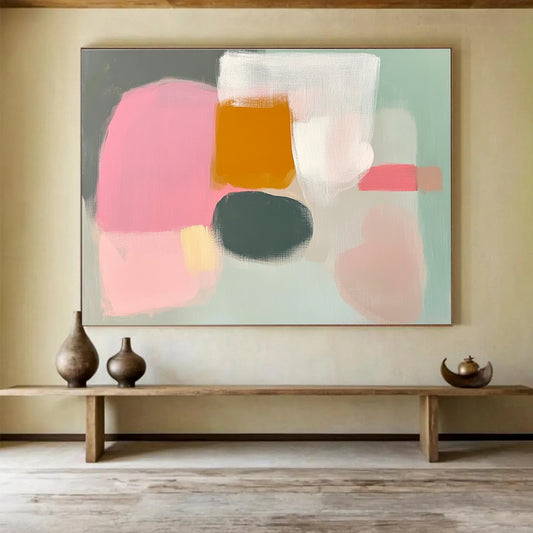 Soft Color Blocks Art for Girls’ Bedroom & Minimalist Café SC380