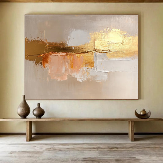 Gold Accent Abstract Art for Luxury Hotel Lobby & Modern Dining Room SC218