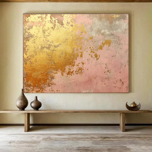 Pink & Gold Textured Art for Elegant Bedroom & Luxury Spa SC480