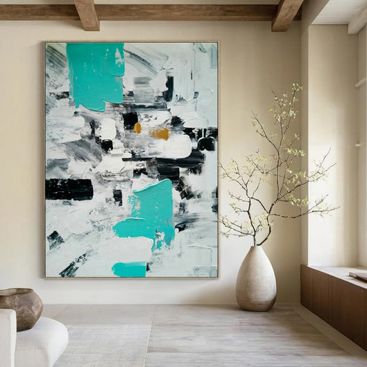 Blue - Grey Geometric Abstract Art for Minimalist Study & Industrial - Chic Loft DLZ1354