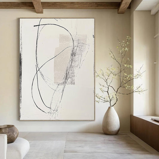 Black and White Abstract Lines for Modern Art Studio & Industrial - Style Loft STSC1256