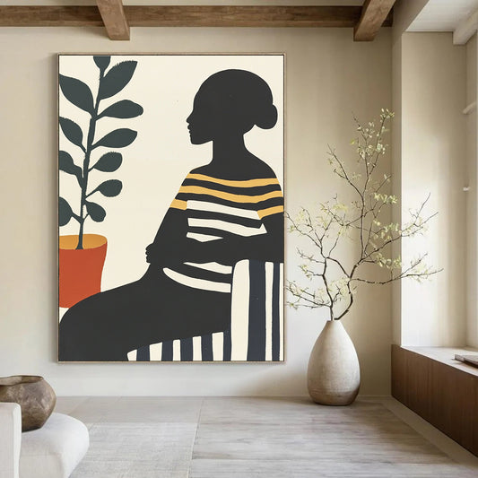 Silhouette with Plant for Mid - Century Modern Home & Urban Jungle Café STSC537
