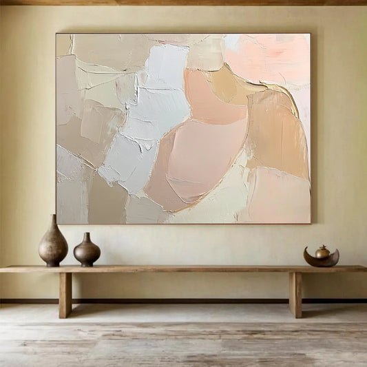 Soft Color Block Abstraction Art for Feminine Boudoir & Minimalist Café SC103