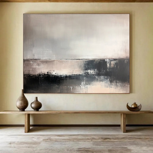 Monochrome Abstract Landscape Art for Modern Studio & Serene Living Room SC382