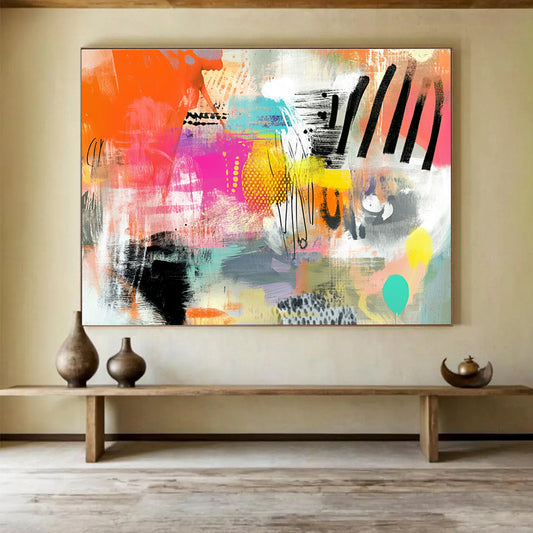 Colorful Abstract Collage Art for Creative Studio & Trendy Café SC005