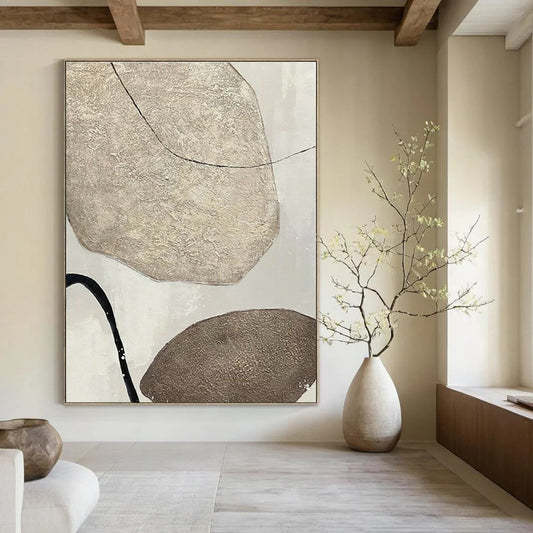 Brown - Stone Linear Abstract Art for Nature - Inspired Home & Outdoor - Themed Café DLZ1328