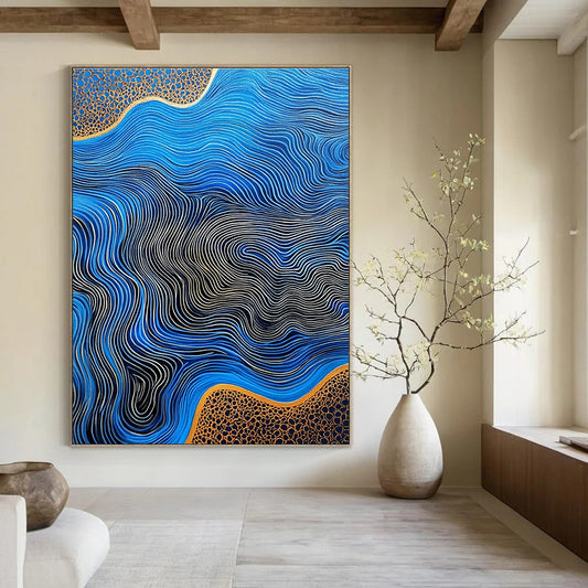 Blue Waves with Gold Details for Luxury Yacht Club & Art - Deco Style Restaurant STSC957