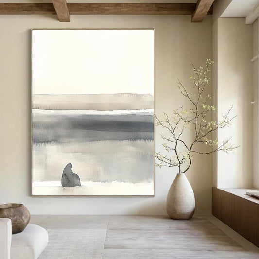 Solitary Figure Landscape Contemplative Art for Philosophical Library & Introspective Home Office STSC1465