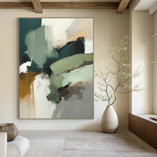 Green - Toned Abstract Art for Eco - Friendly Café & Nature - Lover's Home Bedroom DLZ1616