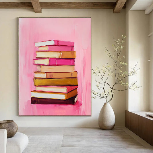 Pink Stack of Books for Book Lover’s Bedroom & Literary Café STSC1209