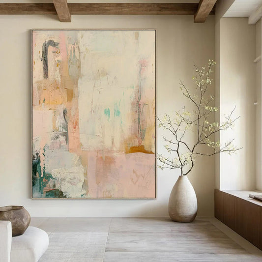 Pink - White Abstract Art for Bohemian - Chic Bedroom & Art Gallery Pop - Up DLZ1839