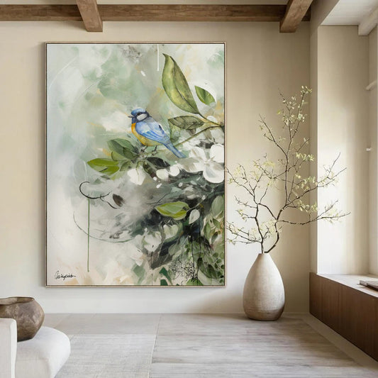 Bird and Flower Watercolor Art for Garden - Themed Café & Home Conservatory DLZ1092