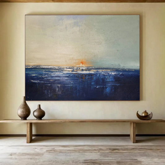 Serene Sea View Abstract Artwork for Crafting a Peaceful Coastal Bedroom Oasis DLZ3034