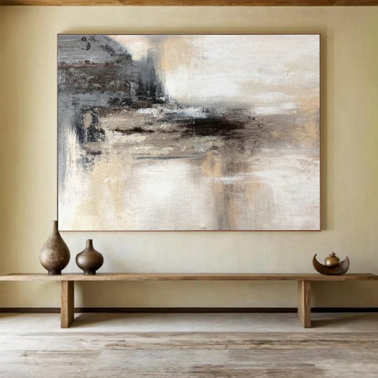 Gray - Brown Abstract Landscape Art for Industrial Loft Home Offices DLZ2666