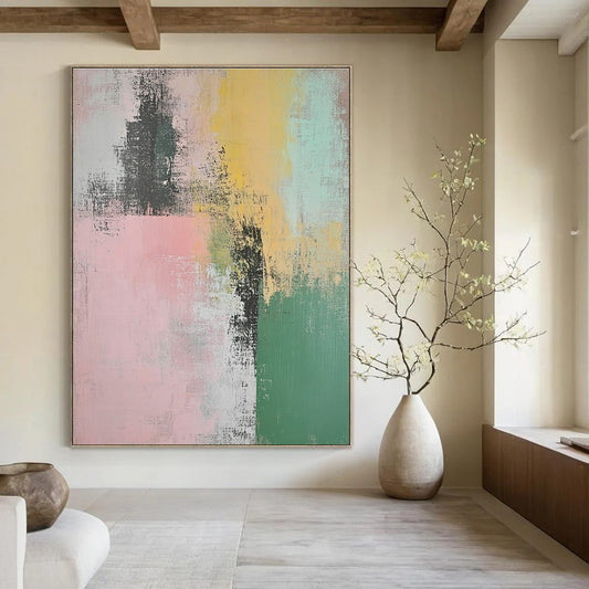 Soft Color Block Abstract for Nursery & Gentle Yoga Studio STSC774