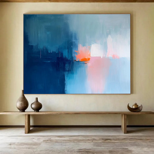 Blue - Toned Abstract with Coral Art for Coastal Home Office & Seaside Café SC253