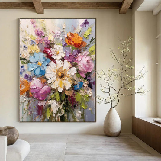 Textured Flower Bouquet Art for Florist Shop & Living Room DLZ2293
