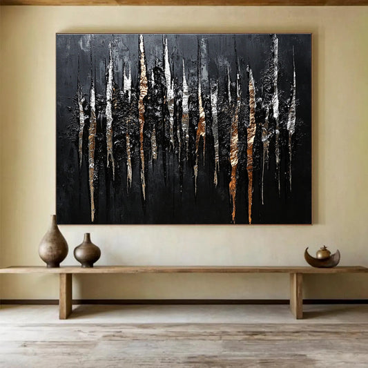 Textured Black - Silver - Gold Art for Luxury Hotel Lobby & Art Gallery SC019