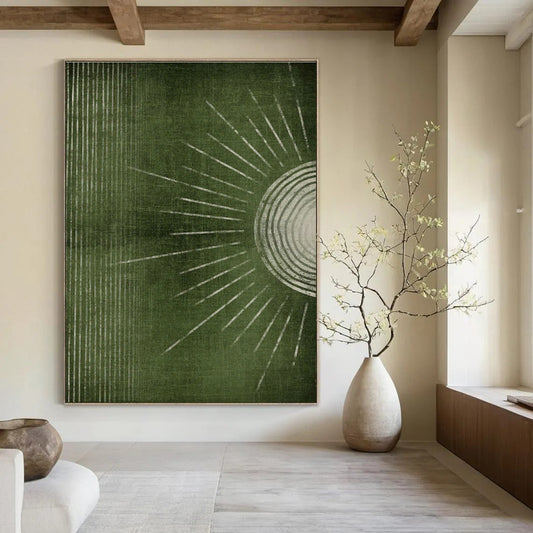 Minimalist Sunburst Art for Japandi Living Room & Yoga Studio DLZ1370