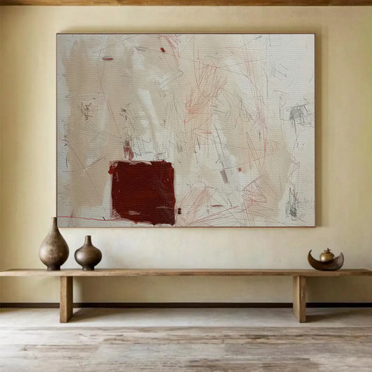 Red - Brown Line Abstract Art for Eclectic Home Libraries DLZ2530