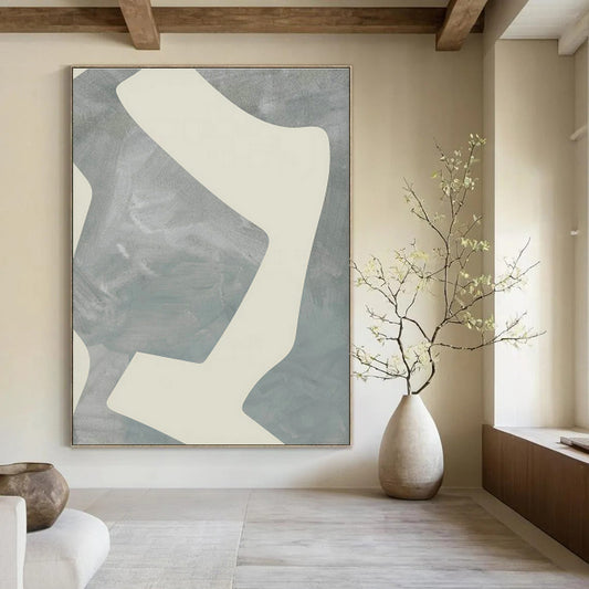 Light Gray Geometric Abstract Art for Minimalist Office & Modern Living Room DLZ0710
