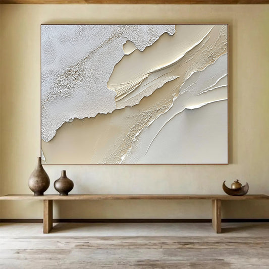 Textured White - Beige Layers Art for Luxury Spa & High - End Boutique SC459