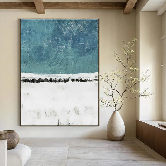 Blue - White Snowscape Art for Nordic - Style Home & Winter Lodge DLZ0680