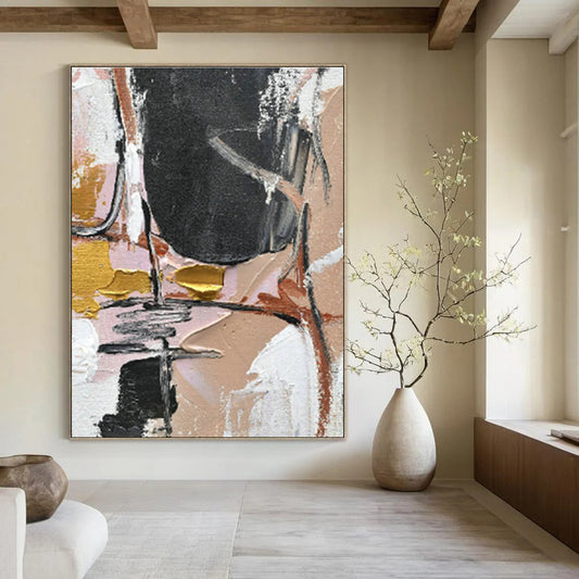 Pink - Gold Abstract for Bohemian - Style Boutique & Glamorous Bedroom DLZ0882