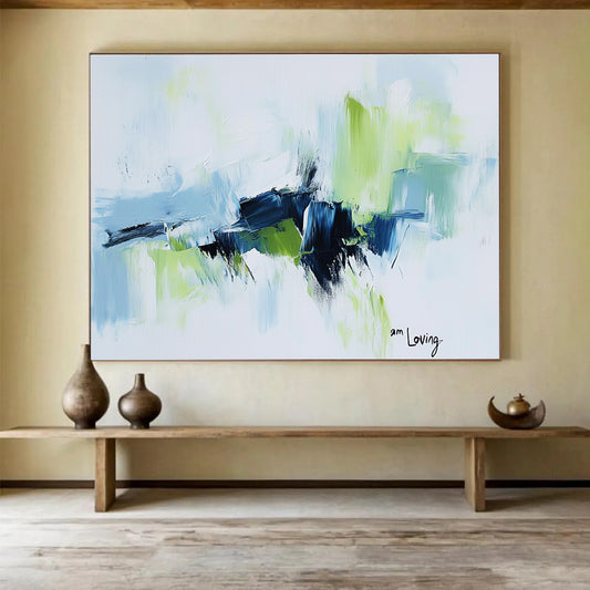 Blue and Green Abstract Art for Coastal Home Office & Nature - Inspired Living Room SC214