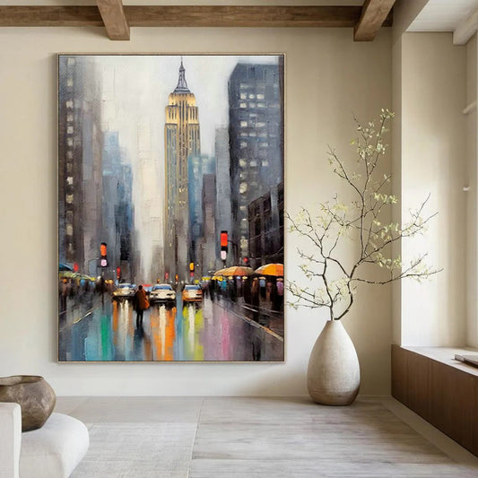 City Street Oil Painting for Living Room & Office DLZ0369