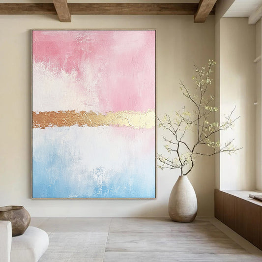 Pink and Blue Abstract with Gold for Bohemian - Style Bedroom & Chic Home Bar STSC454