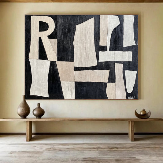 Abstract Letter Collage Art for Literary Café & Modern Home Office SC427