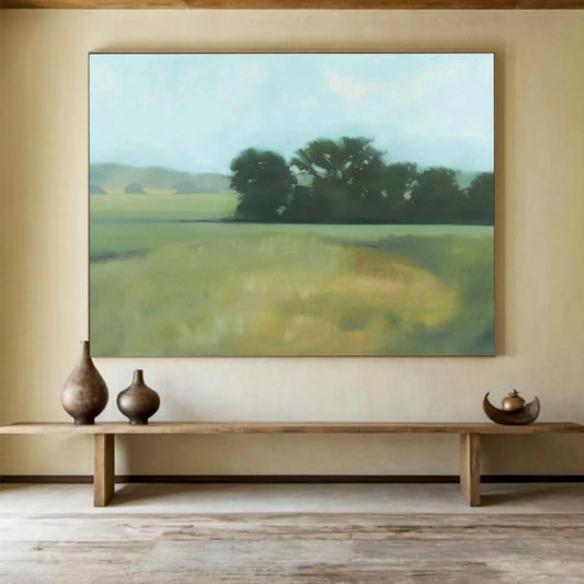 Serene Field Landscape Art for Calming Yoga Studio DLZ2810