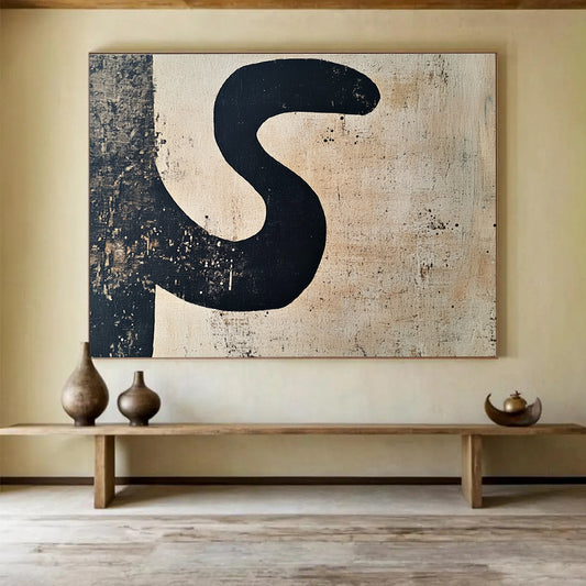 Abstract Black “S” Art for Industrial - Style Café & Modern Art Studio SC501