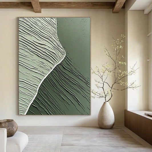 Textured Green Waves for Nature - Inspired Spa & Modern Eco - Friendly Home STSC962