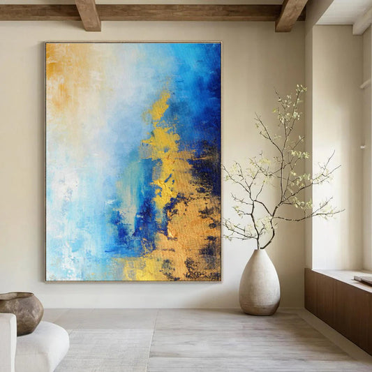Blue - Yellow Abstract Art for Modern Home Office Creative Corners DLZ0017