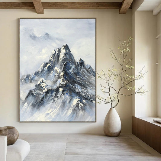 Traditional Snowy Mountain Painting for Mountain Lodge & Art Collector’s Home DLZ1266