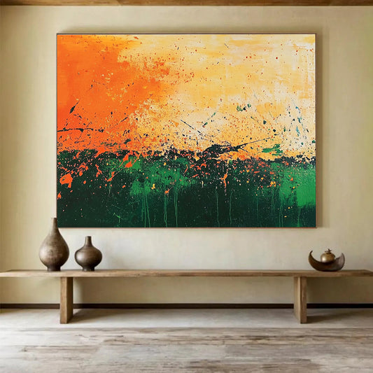 Splattered Sunset Field Art for Bohemian Backyard Patio & Eclectic Art Studio SC062