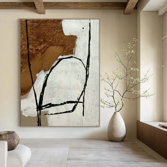 Brown - White Abstract Art for Minimalist Living Room & Creative Studio DLZ2031
