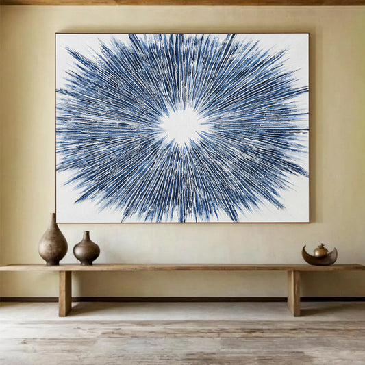 Blue Radial Abstract Art for Contemporary Office Reception Desks DLZ2596