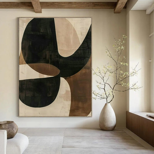 Brown - Black Curved Abstract Art for Bohemian - Style Home & Creative Writing Studio DLZ1756