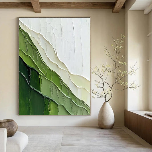 Green & White Textured Landscape for Modern Living Room & Nature - Inspired Office STSC1120