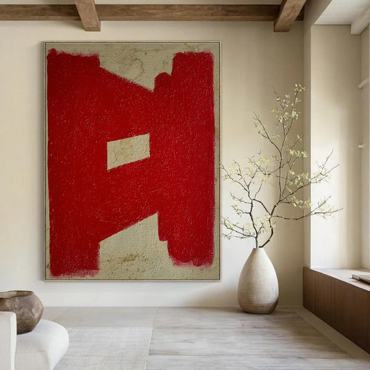 Red Geometric Abstract Art for Contemporary Café & Art Studio DLZ1083