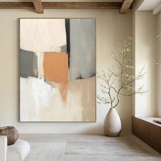 Gray - Orange Abstract Art for Industrial - Chic Loft & Art - Themed Bar DLZ1937