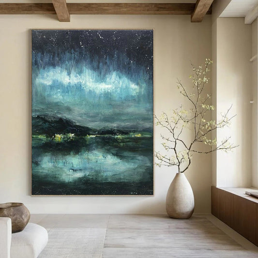 Aurora Night Scene Abstract Art for Ski Resort Lodge & Astronomy Enthusiast’s Home DLZ0633