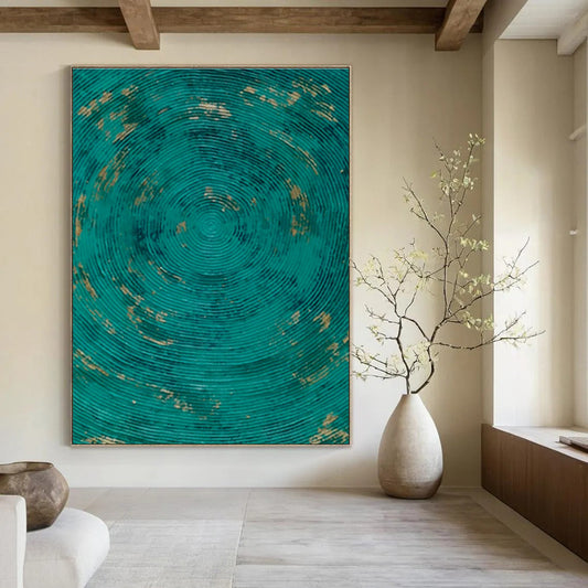Teal - Gold Textured Art for Beachfront Resort Spa & Boho - Chic Living Room DLZ1794