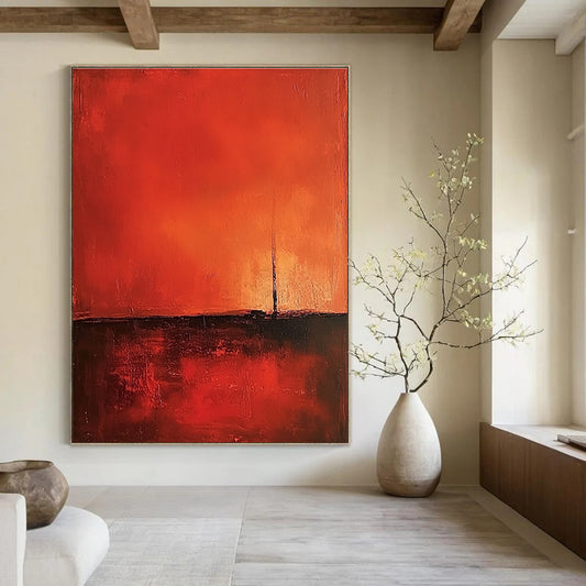 Red Abstract Landscape Art for Bold Corporate Office & Dramatic Home Theater STSC1377
