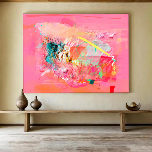Pink - Orange Creative Abstract Art for Trendy Cafés DLZ2412