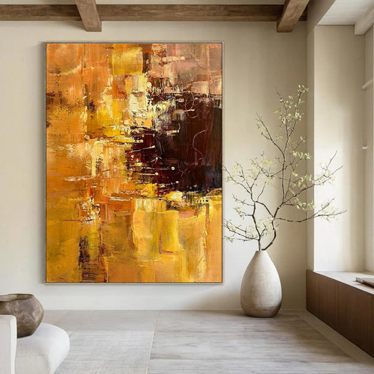 Golden Abstract Art for Dining Room & Living Room DLZ0324